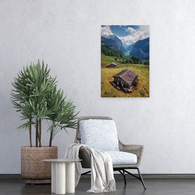Mouton dans les Alpes, paysage contemporain abstrait, art de montagne, H 24 po x l 16 po