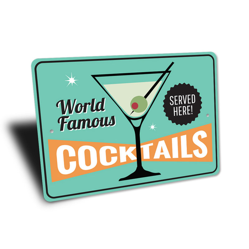 Plaque de cocktail, H 10 po x l 14 po x P 0,04 po