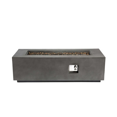 Outdoor Rectangle Propane Fire Pit Table 60Inch, 60,000 BTU Concrete Fire Table With Waterproof Cover, Auto-Ignition, Free Lava Rocks