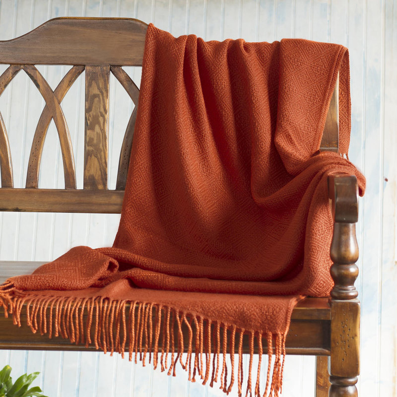 Plain Weave / Muslin Throw Blanket, Orange, 52" W x 64" L