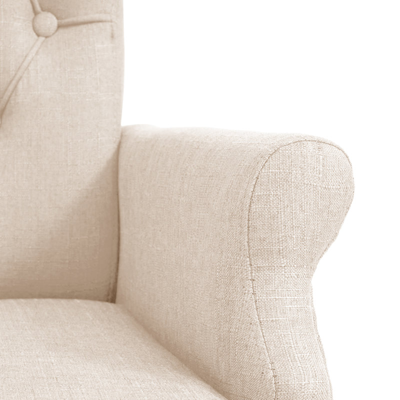 Chaise de salle à manger rembourrée avec accoudoirs en tissu Amdad, Tanné, Naturel