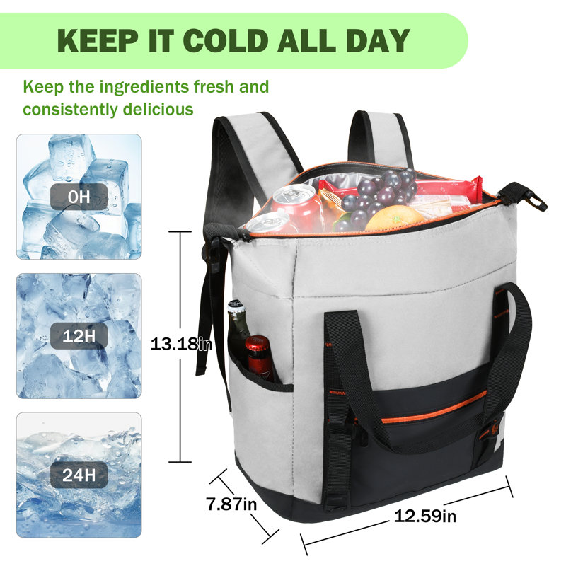 Tirrinia 22qt/36 Cans Backpack Cooler, Soft Sided Cooler by Tirrinia CB, Gris
