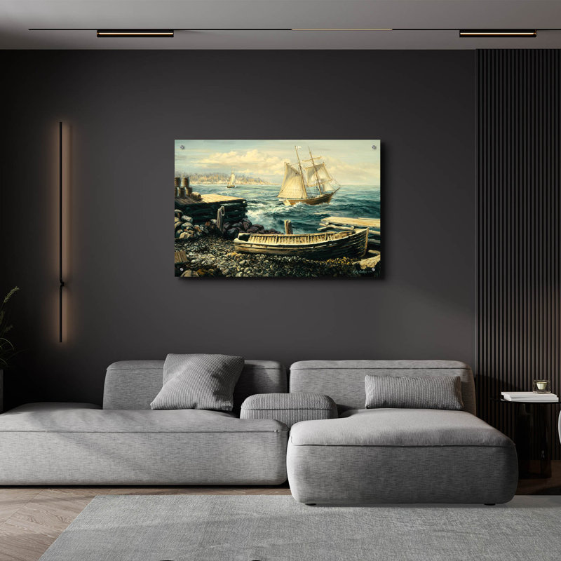 Art mural en verre épique «Coastal New England» par Nicky Boehme, 36 po x 24 po, H 24 po x l 36 po, 0.2