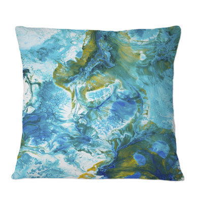 Coussin bleu et blanc liquide Art Waves IX - Modern Printed