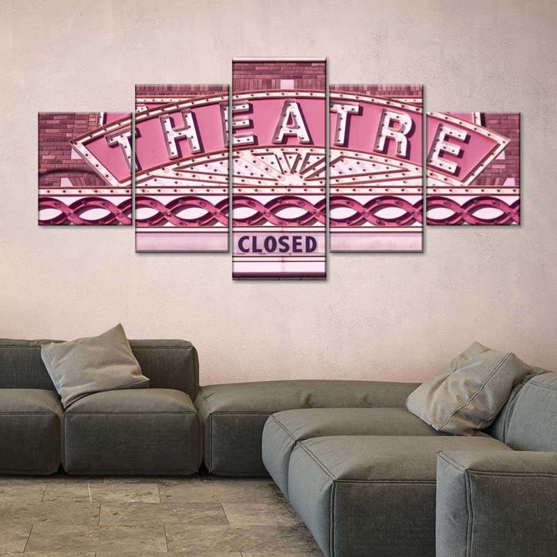 «Theatre» sur toile, reproduction de 5 pièces, H 42 po x l 92 po x P 1 po