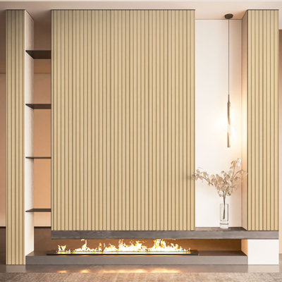 6-Pack 94.49" x 7.44" Wood Slat Wall Paneling,MDF Accent Wall Paneling for Modern Interior Decoration(29.29Sq.ft./Case)