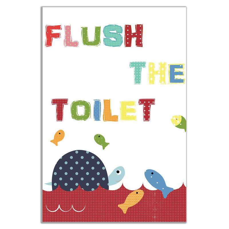 Kids Bathroom Art Flush The Toilet - Wrapped Canvas Print, 31cm H x 20cm W