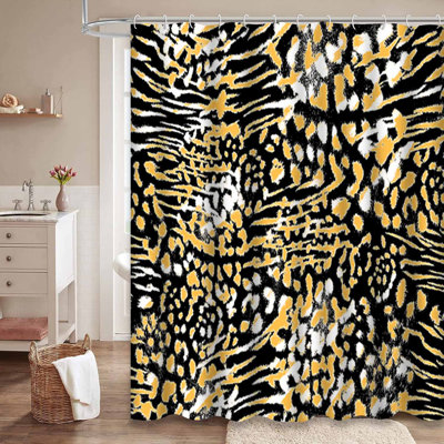 Rideau de douche avec 12 crochets Leopard