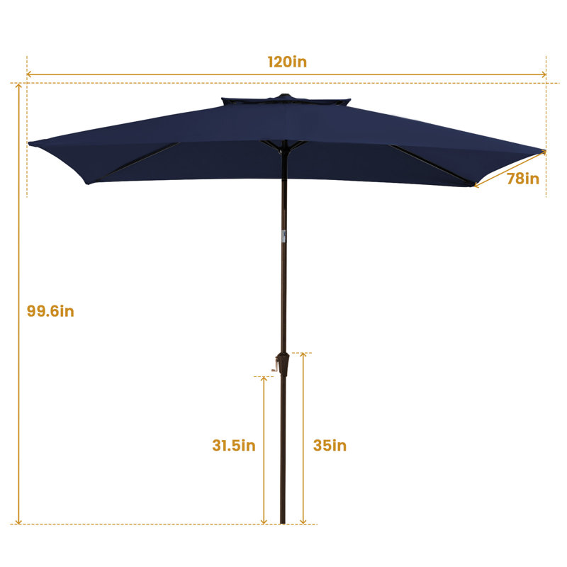 Le 10' x 6' 5" Rectangular Tilt Market Umbrella, Navy