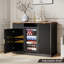 Station de café moderne cannelée de 55 po avec espace pour réfrigérateur à boissons, grande armoire de rangement avec tablettes réglables
