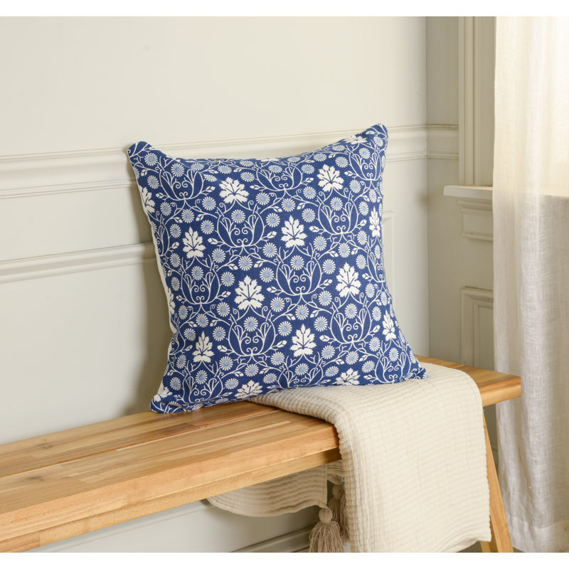 Coussin 100% coton, Polyester, Bleu / Naturel