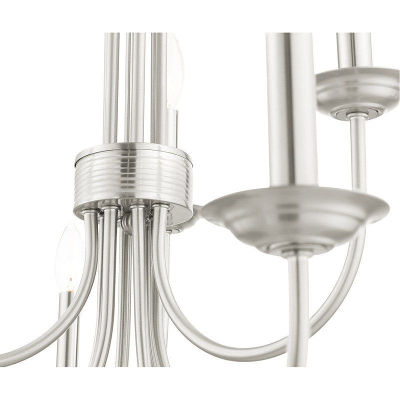 Lustre style chandelier 9 lumières Arunvir, Nickel brossé