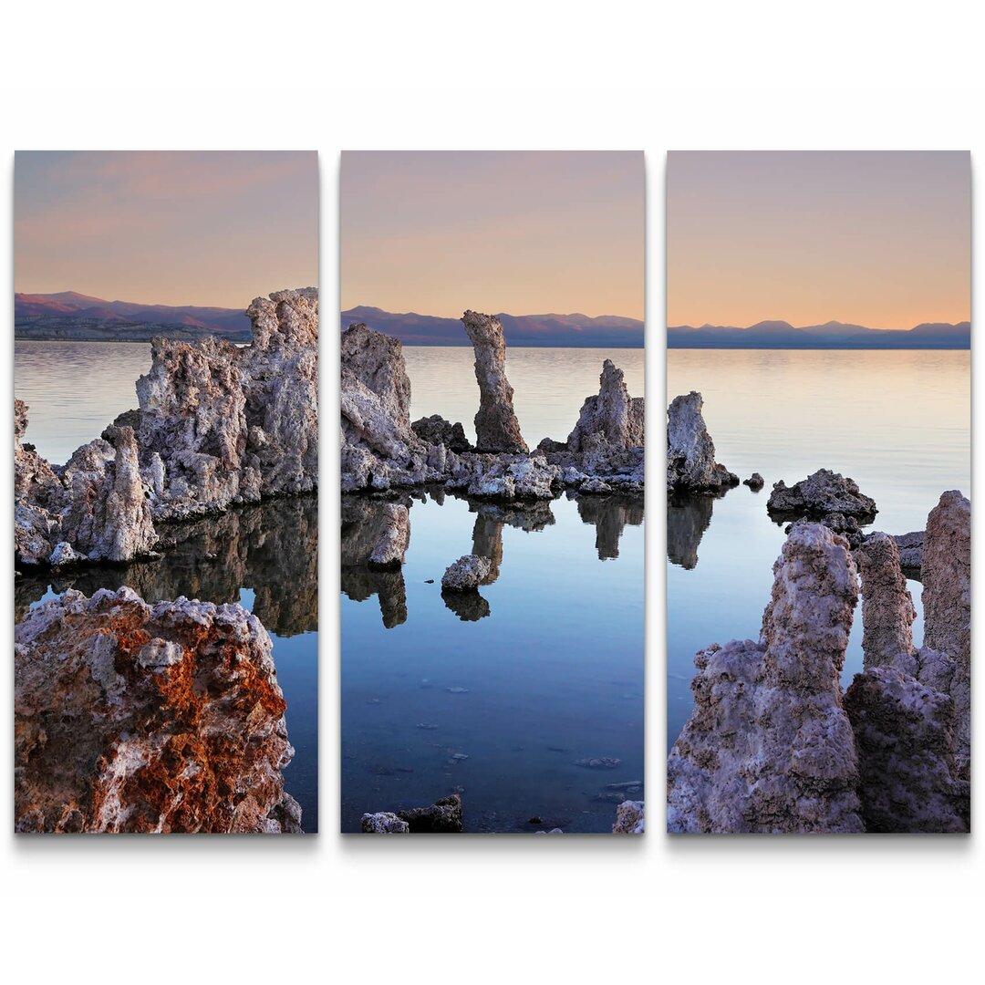 3-tlg. Leinwandbilder-Set Bizarre Kalktuff-Gebilde des Mono Lake