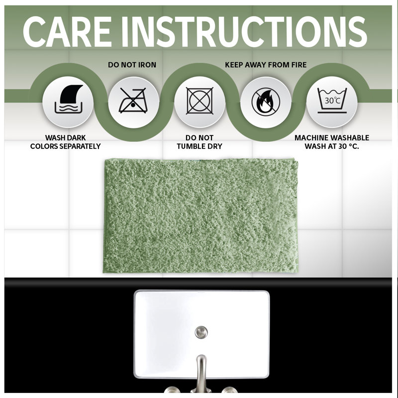 Luxury Zero Twist Bath Mat Set 2 Piece Plush Microfiber Bathroom Rug & Pedestal Mat Non Slip Absorbent Washable, Sage Green