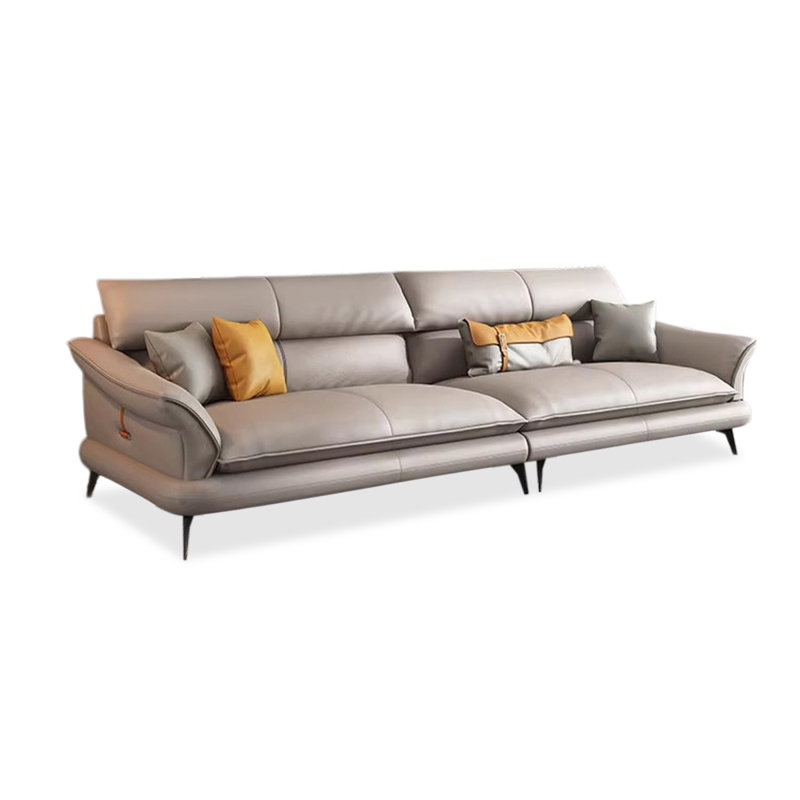 Canapé modulaire kaki en cuir véritable, Kaki, H 33,86 po x l 98,43 po x P 37,4 po