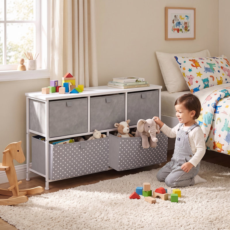 Grey 5 Drawer Storage Chest