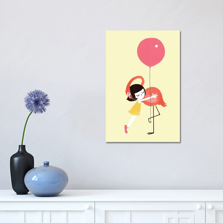 Flamingo Hug by Big Nose Work - Wrapped Canvas Print