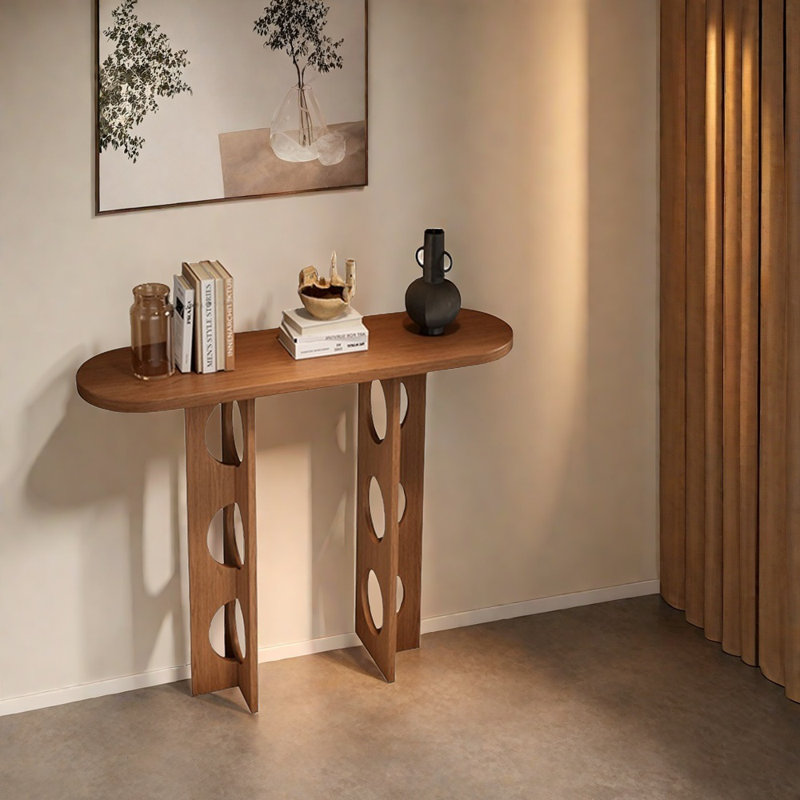 Console en frêne blanc, H 31,5 po x l 31,5 po x P 13,8 po, Bois brun foncé, Brun foncé