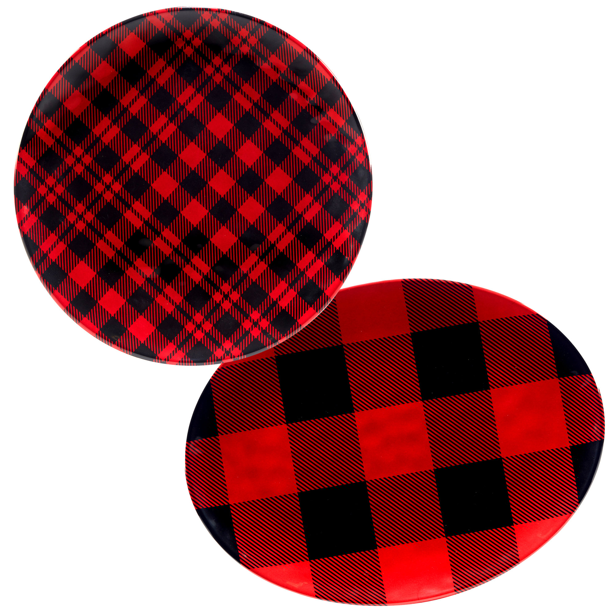 Certified International Red Buffalo Plaid 2pc Platter Set | Wayfair