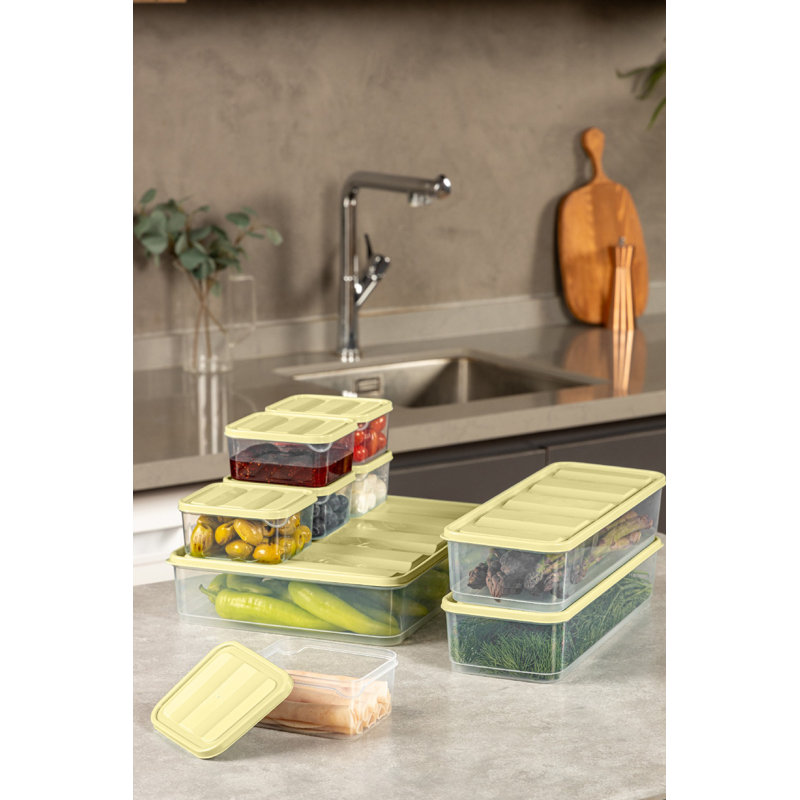 Durable 9-Piece Storage Box Set, Yellow | 100% Plastic, Includes 2 Boxes (4.3 x 11.8 x 2.8 in, 56.1 fl oz), 1 Box (9.1 x 11.4 x 2.6 in, 118.3 fl oz), 6 Boxes (3.5 x 4.1 x 2.2 in, 11.8 fl oz) | Dishwasher Safe, Ideal for Organizing Home & Office