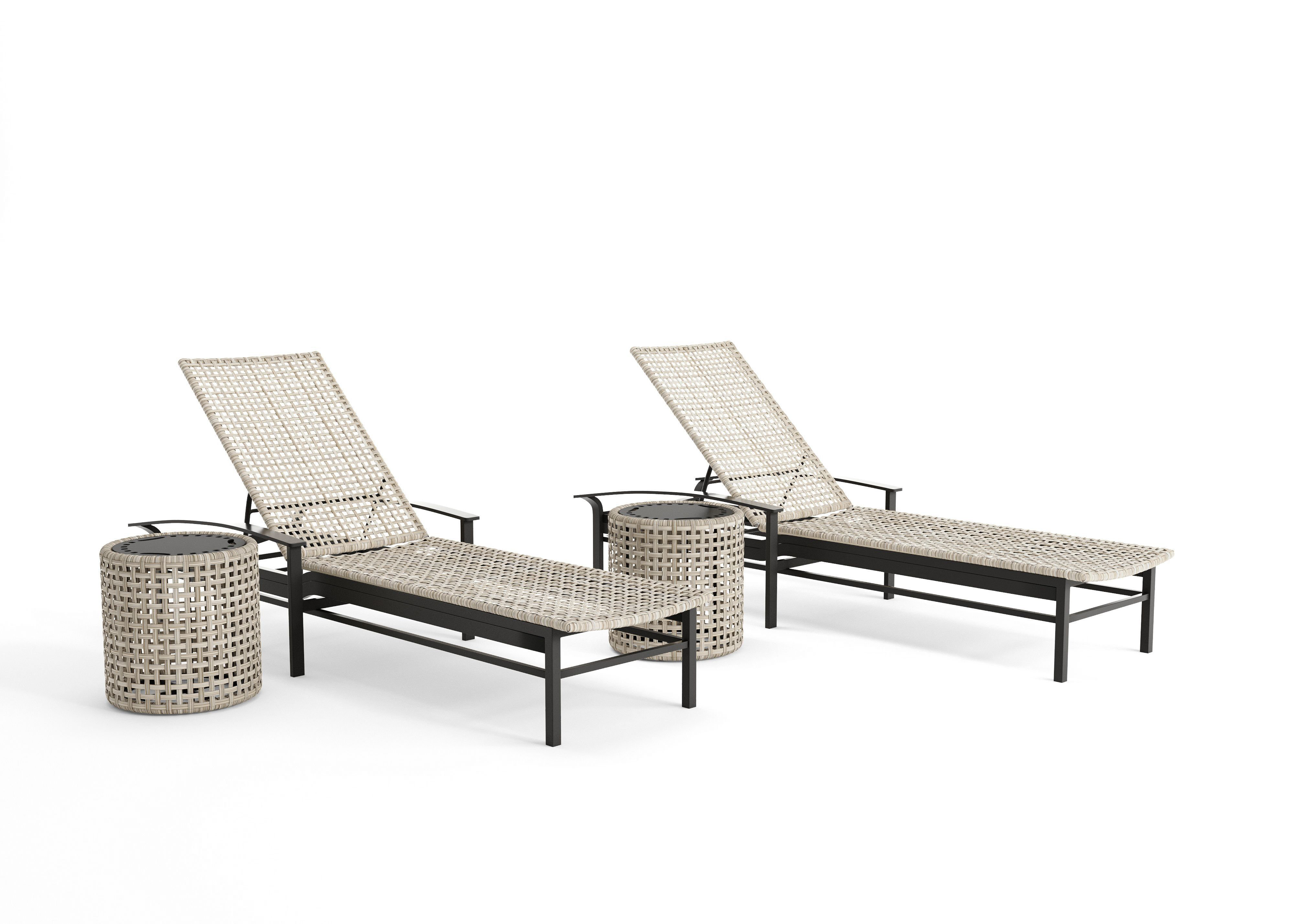 Winston Jasper Lounge Set with 2 Chaise Lounges, 2 Drum Stools/Side