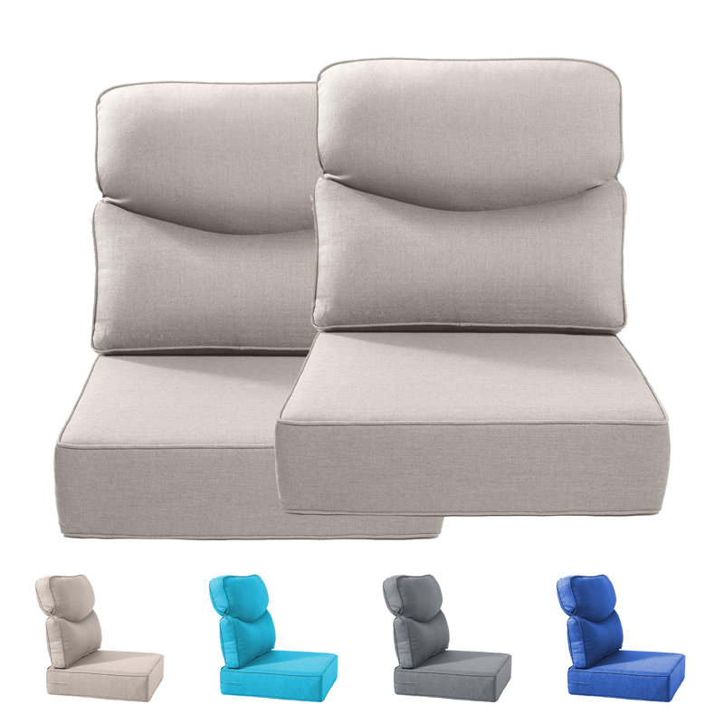 Outdoor Deep Seat Chair Cushions, 6In Thick Patio Furniture Replacement Cushions For Wicker Rattan, Water Resistant Sofa Cushions