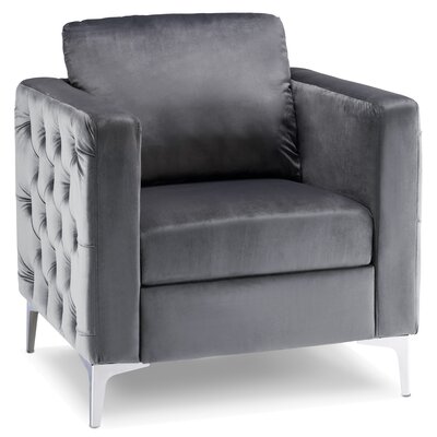 Accent Chair, Velvet Upholstered Single Sofa, Tufted Barrel Club Armchairs -  Everly Quinn, 5E4D5A6B76204444A53BB8213B66F94E