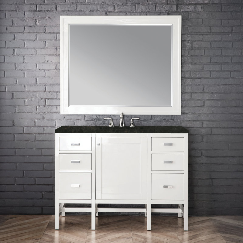 Addison 48" Single Bathroom Vanity Set, Glossy White, 8" Widespread, Phantome Eclos