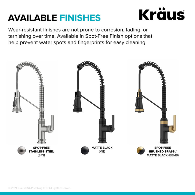 KRAUS Allyn Commercial Style 2-Function Single Handle Pull Down Kitchen Faucet, Stainless Steel