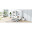 Blanc, style persienne, grand lit, tablettes de rangement, construction en bois de pin, lit de taille facile à assembler en blanc avec bois de style, pliable pour la journée