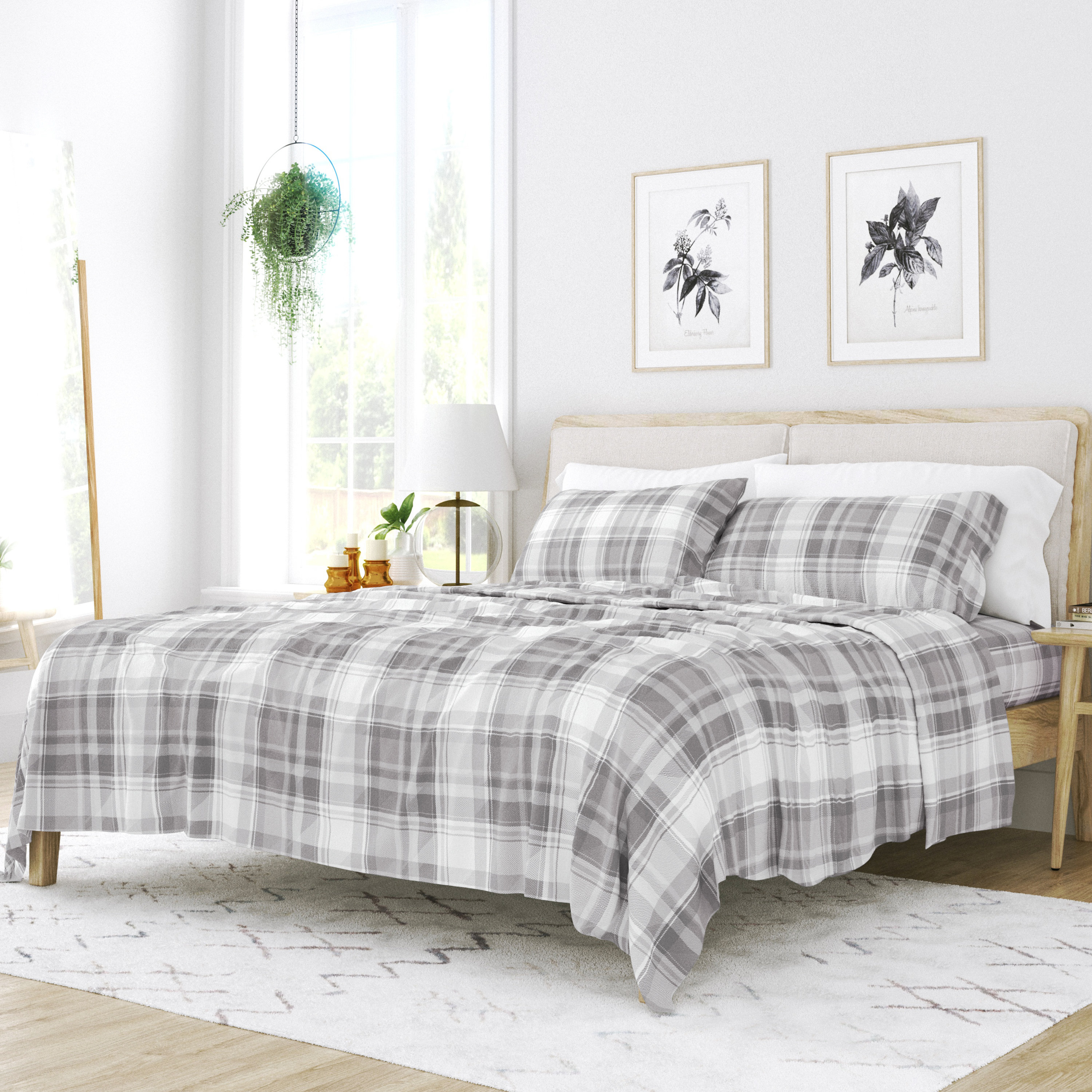 Becky Cameron 100% Cotton Plaid Pattern Flannel Sheet Set & Reviews ...