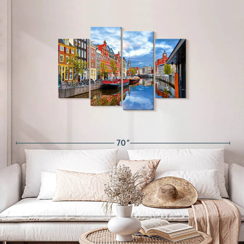 Picturesque amsterdam canal Sireci, H 27 po x l 43 po