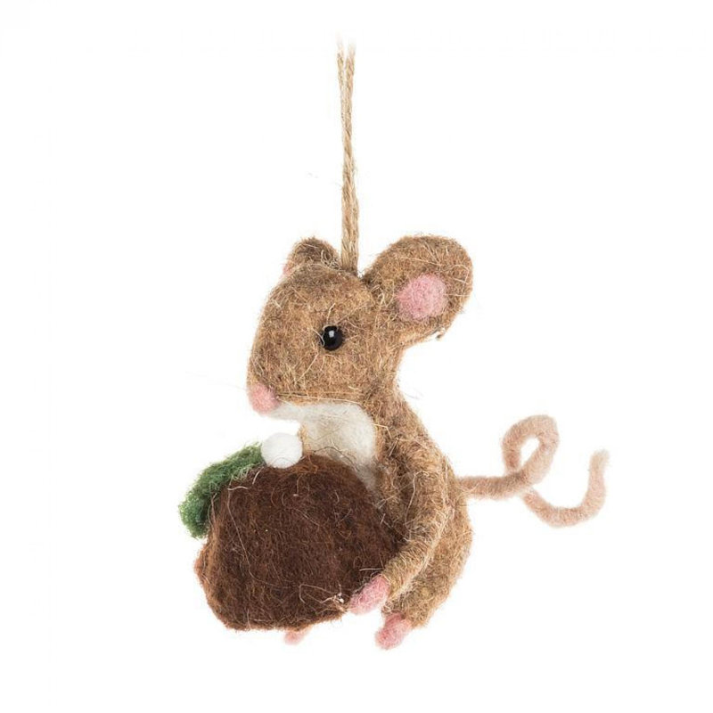 Souris avec un pudding de Noël