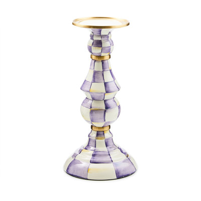 Violet Check Pillar Candlestick