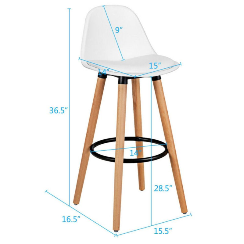 Adaway Upholstered Counter Stool with Solid Wood Frame, White, 2