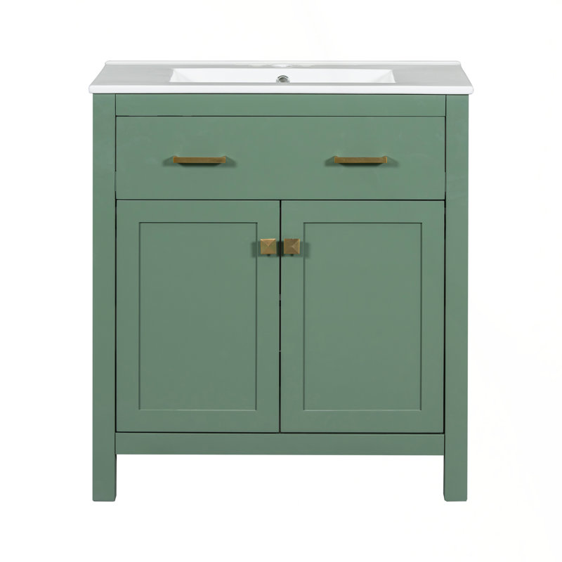 Meuble-lavabo moderne avec caractéristiques avancées et design élégant, Vert