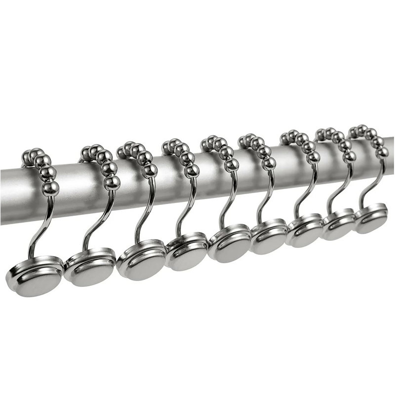 12 Piece Set - Chrome Heavy Duty Shower Curtain Hooks Rings Rustproof Metal