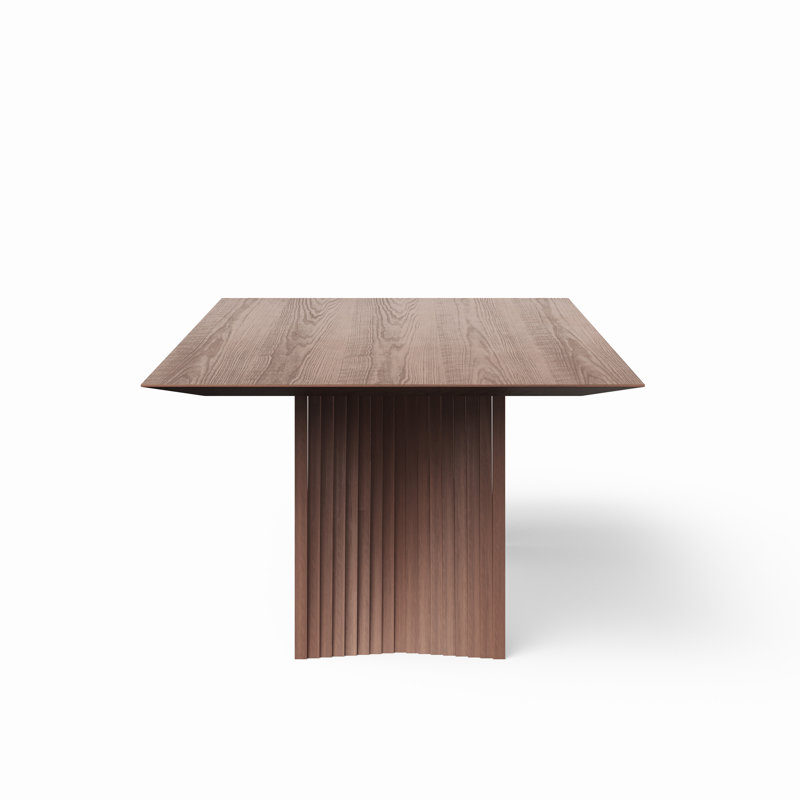 Modern Brazilian Laguna Glass Top Dining Table, Nogal