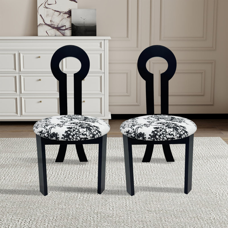 Chaise d'appoint rembourrée en bois massif (ensemble de 2), Arbre noir, Noir