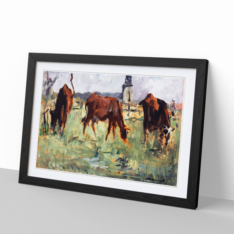 Cows in a Field by Edouard Manet - Picture Frame Painting, Black Framed, 48cm H x 65cm W x 2cm D