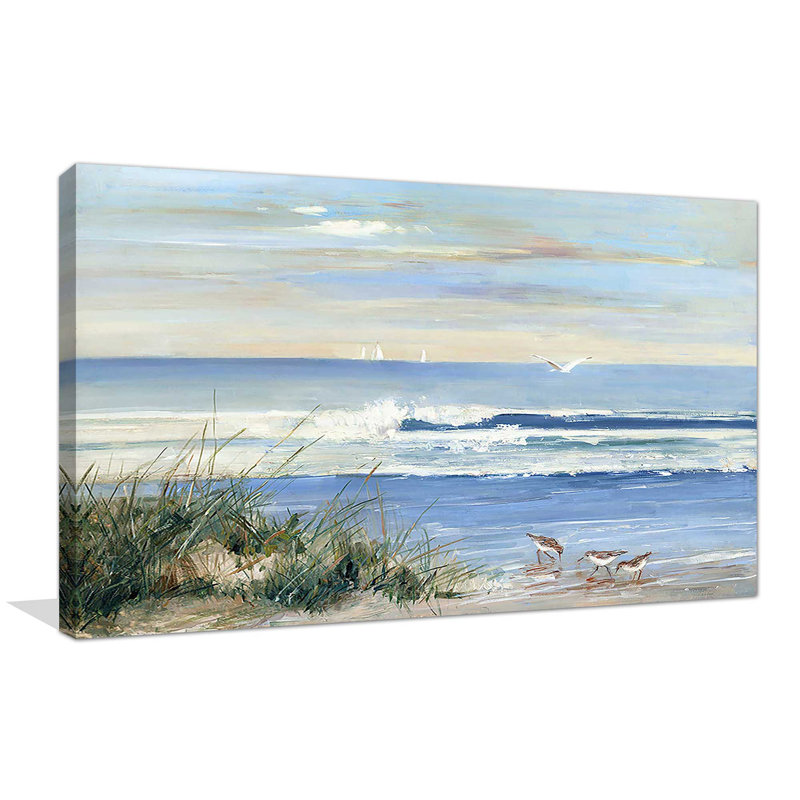" Beach Combers " by Sally Swatland, Wrapped Canvas, 24" H x 40" W, No Frame