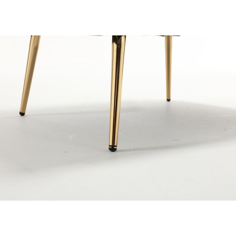 Velet Tufted Armchair With Gold Metal Legs, Green