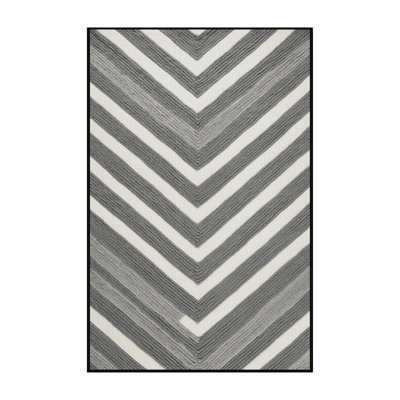  Tapis rayé gris et blanc lavable