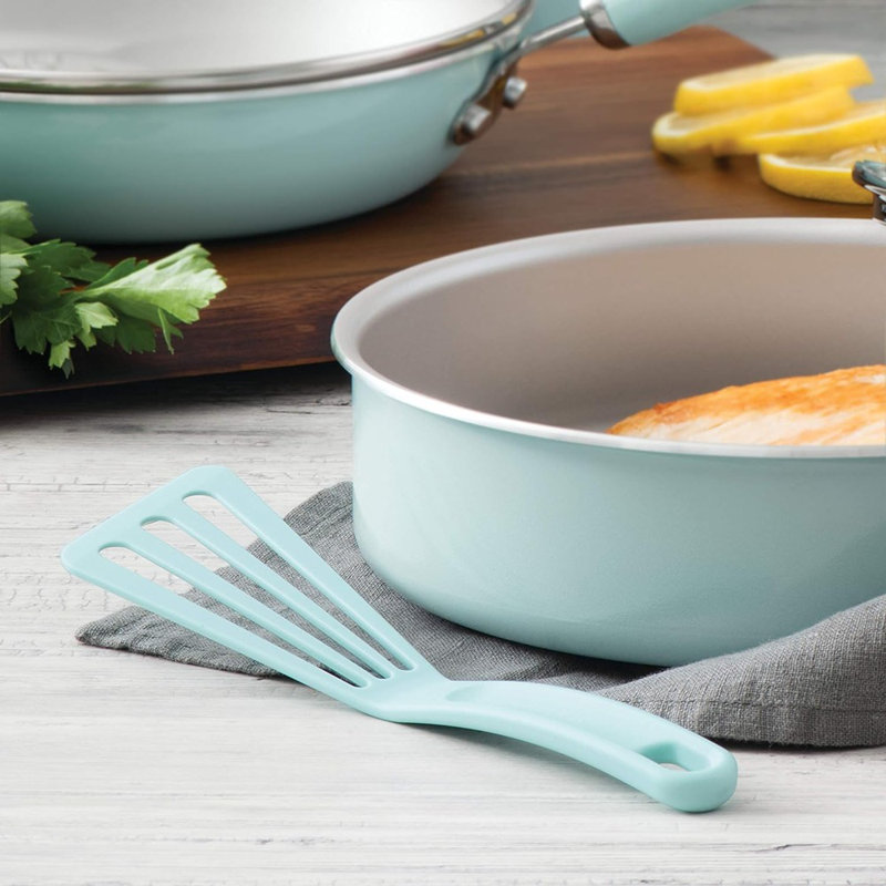Light Blue Nylon Slotted Turner Spatula Set, 2-Piece