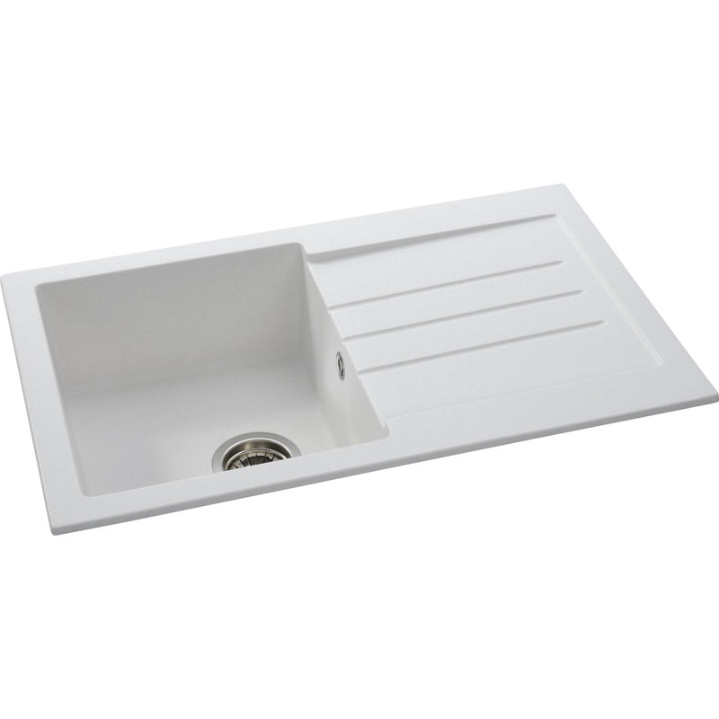 Abode Designs Xcite 500mm W Single Bowl Granite Kitchen Sink 0, Frost White