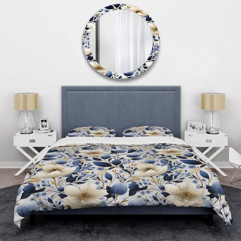 Ensemble de housse de couette Blue & White Mystic Reverie Blooming Delights I Kew