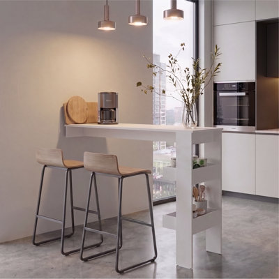 Aurora Kitchen Counter Table Table With Storage Shelf For Kitchen Side Dinning Table, Breakfast Table, Bars Or Dining Room