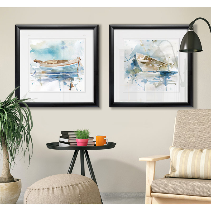 « malibu marina i », ensemble de 2 reproductions encadrées, Cadre noir