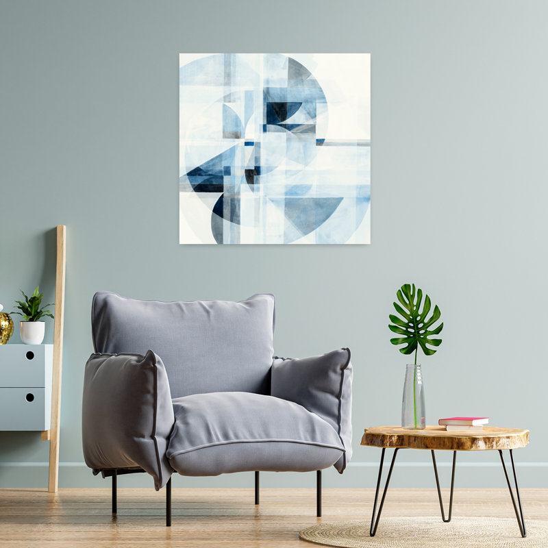 «Echo In Blue I», art mural contemporain abstrait, H 24 po x l 24 po