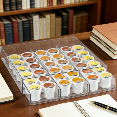 Clear Acrylic K-Cup Organizer With Sliding Drawers, 36 Pod Storage Rack For Keurig - Heavy Duty & Food Grade Countertop Drawer